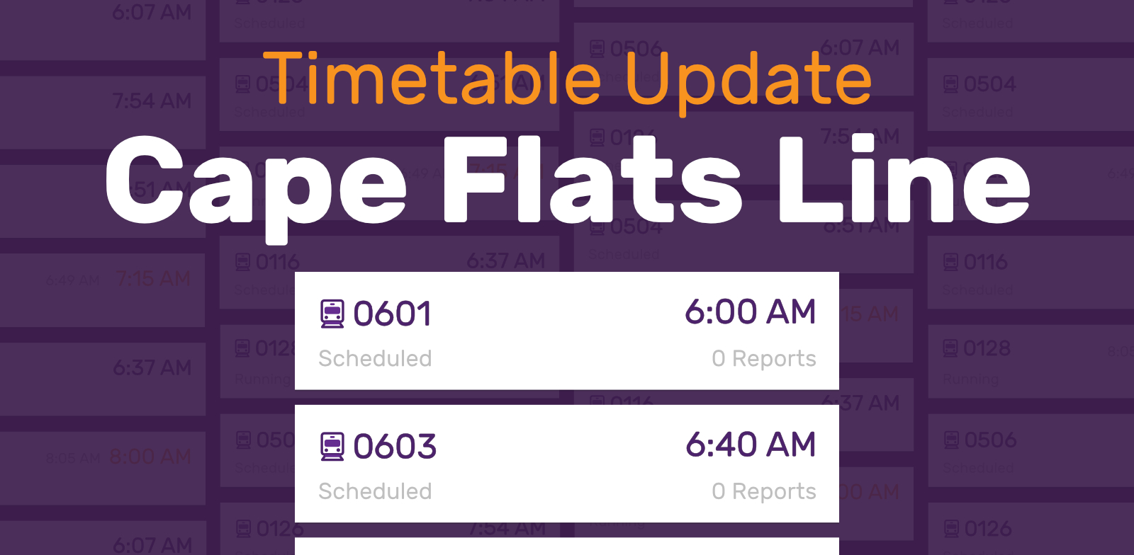 Metrorail Western Cape Timetable for Cape Flats line Covid-19 Limited Service 2020